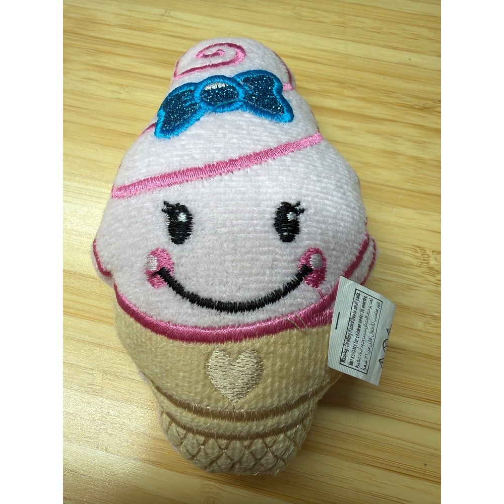 Ice‎ Cream Plush Smiling Pink Cone 5" Kawaii Soft Stuffed Toy Rinco